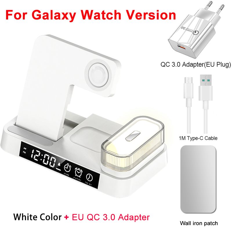 Wireless Charger 3 In 1 For Samsung Galaxy S23 S22 S21 Ultra 30W Fast Charging Station For Galaxy Watch 5/5 Pro/4 Chargers Stand(#White EU Plug)