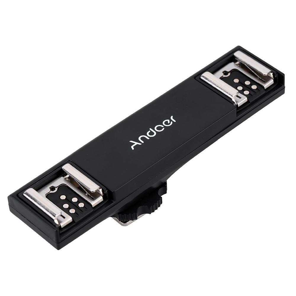 Andoer Dual Hot Shoe Flash Speedlite Light Bracket Splitter for Canon 7DII 70D 5DR 5DRS 5DIII 6D  DSLR Camera Camcorder