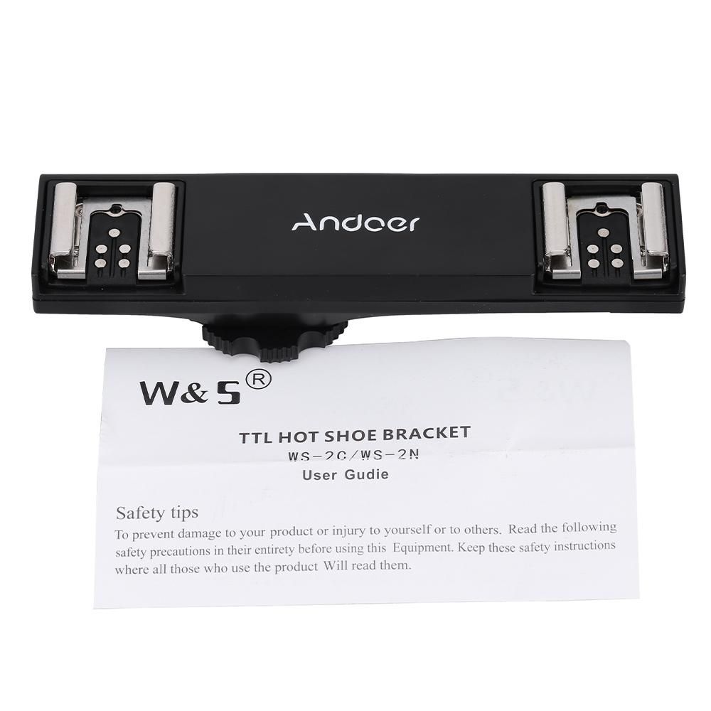 Andoer Dual Hot Shoe Flash Speedlite Light Bracket Splitter for Canon 7DII 70D 5DR 5DRS 5DIII 6D  DSLR Camera Camcorder