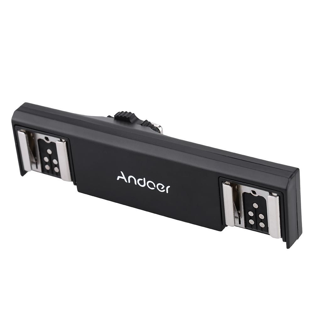 Andoer Dual Hot Shoe Flash Speedlite Light Bracket Splitter for Canon 7DII 70D 5DR 5DRS 5DIII 6D  DSLR Camera Camcorder