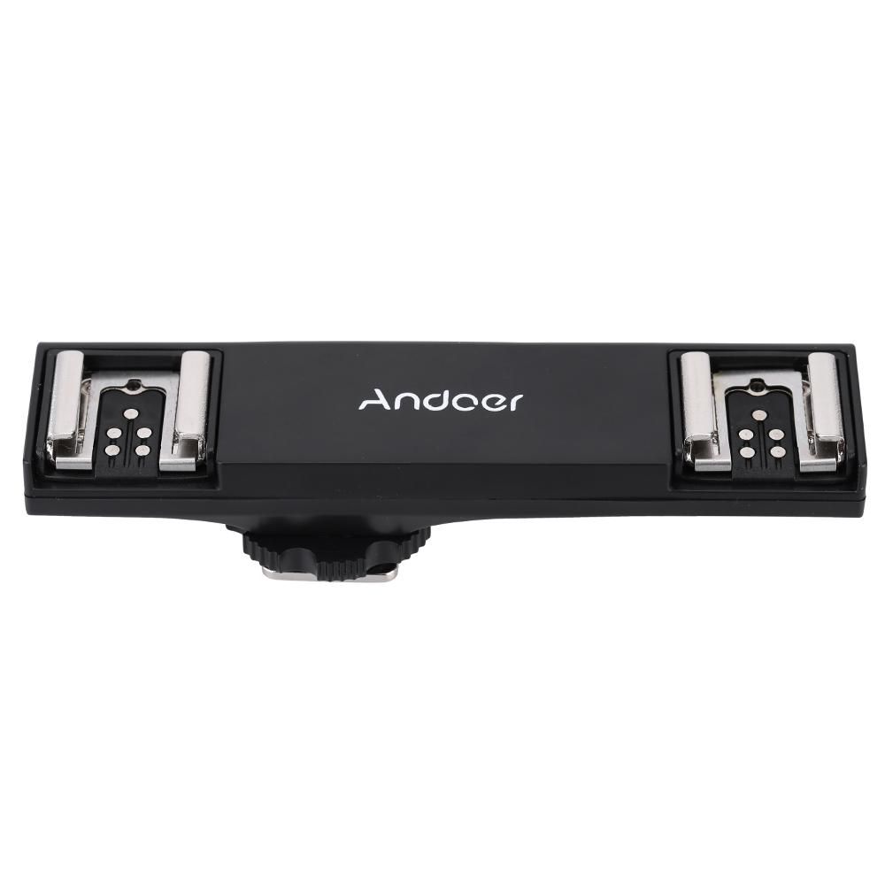 Andoer Dual Hot Shoe Flash Speedlite Light Bracket Splitter for Canon 7DII 70D 5DR 5DRS 5DIII 6D  DSLR Camera Camcorder