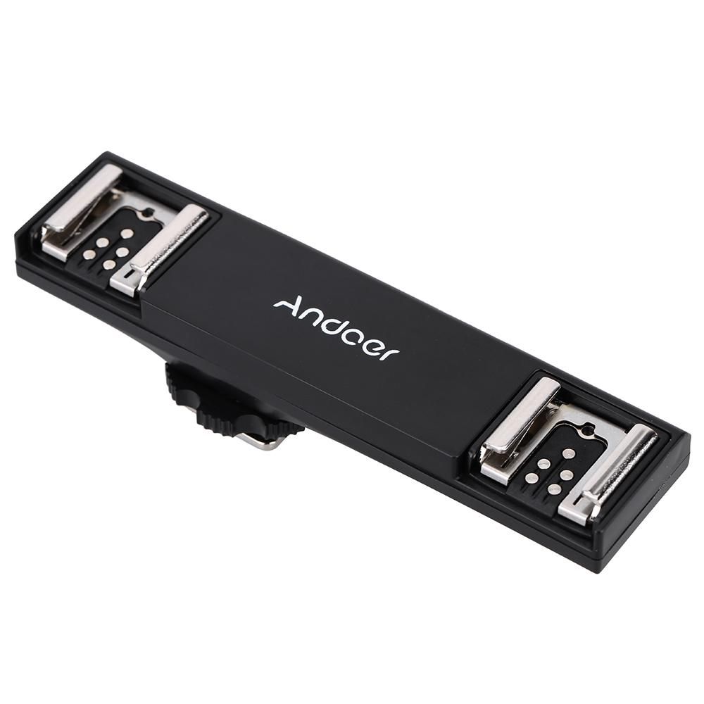 Andoer Dual Hot Shoe Flash Speedlite Light Bracket Splitter for Canon 7DII 70D 5DR 5DRS 5DIII 6D  DSLR Camera Camcorder