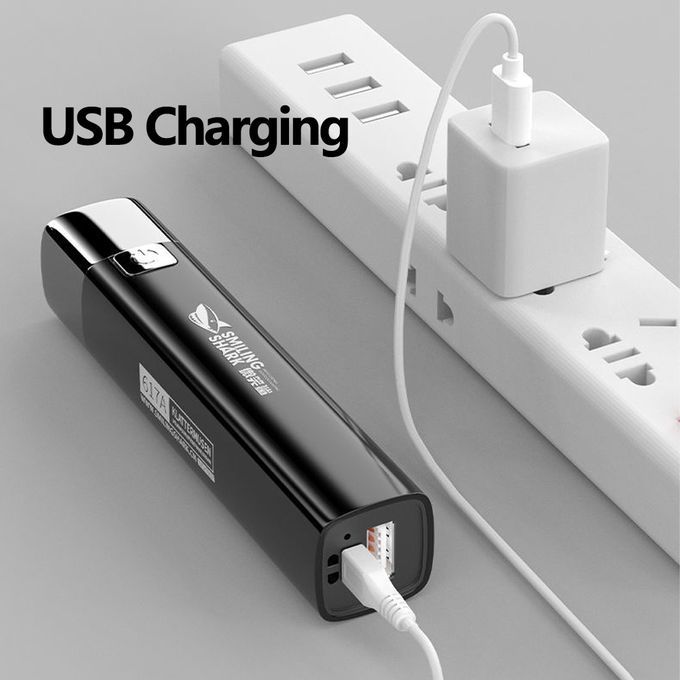 LED Strong Light Portable Flashlight USB Rechargeable - Black