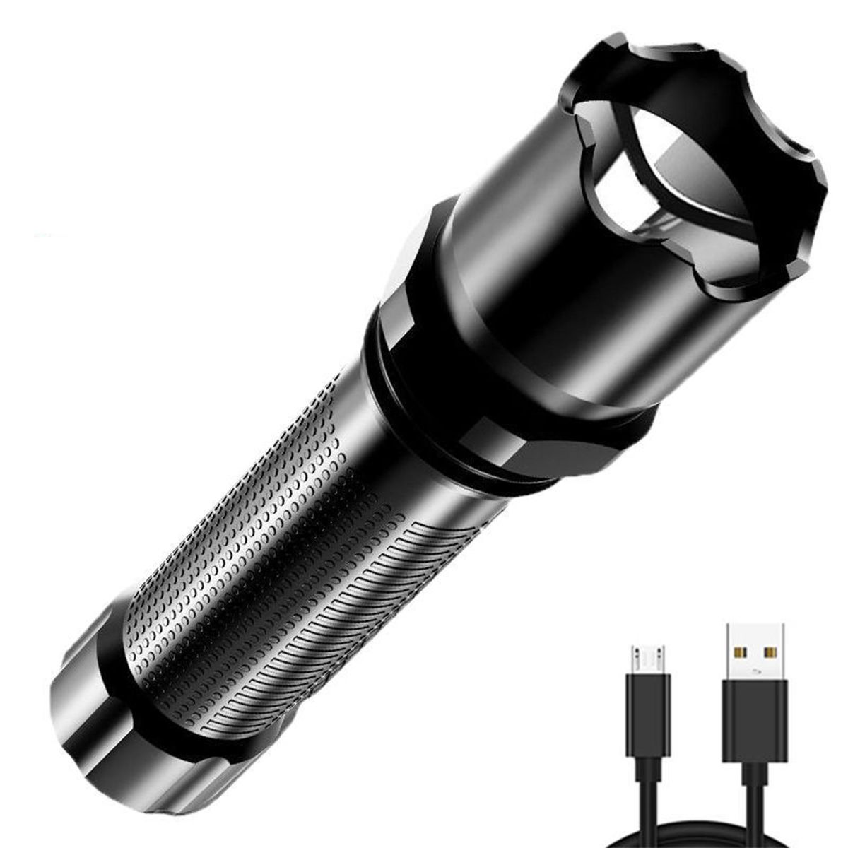 LED Torchlight USB Charging Outdoor LED Flashlight Black