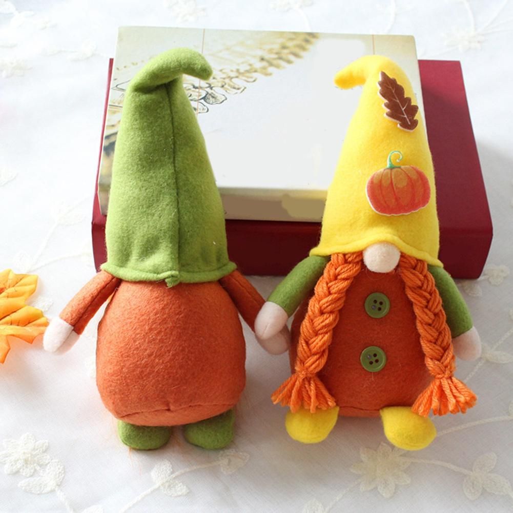Fall Gnome Pumpkin Sunflower Nisse Tomte Elf Dwarf Plush Ornaments for Christmas Autumn Thanksgiving Decor A