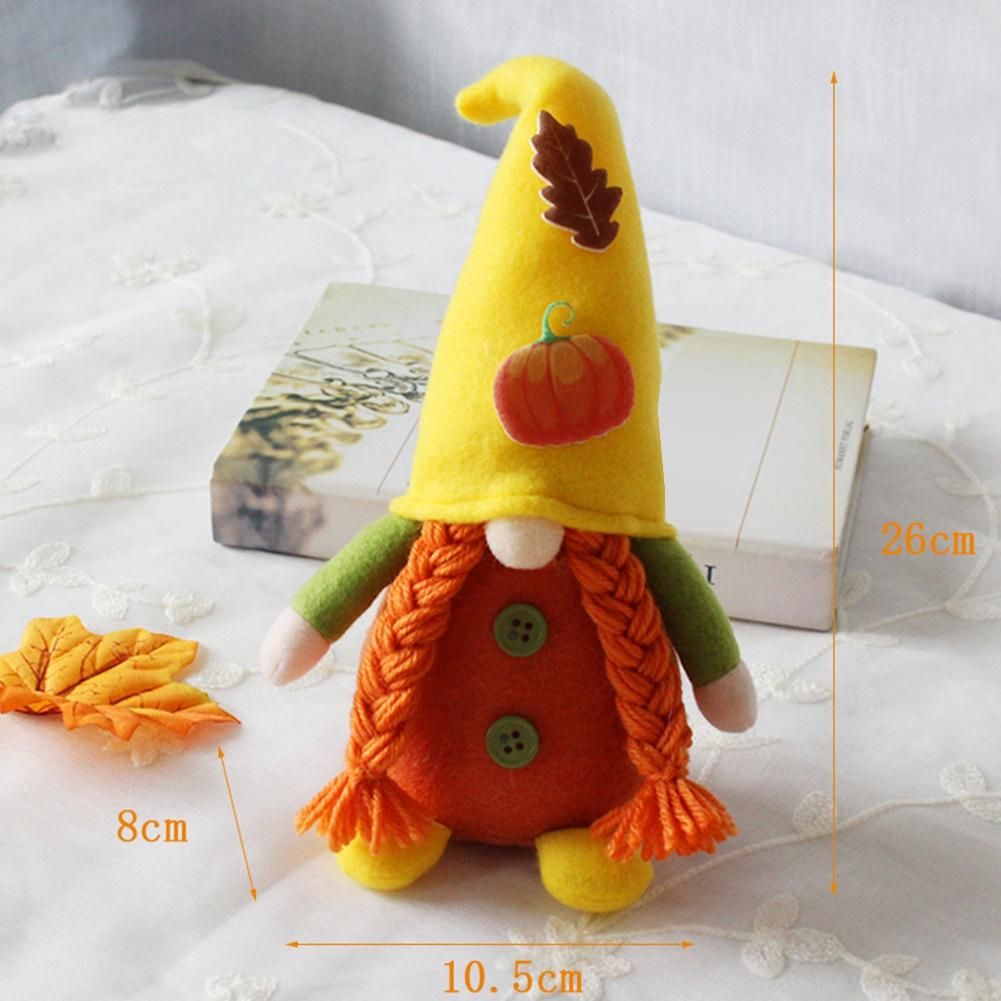 Fall Gnome Pumpkin Sunflower Nisse Tomte Elf Dwarf Plush Ornaments for Christmas Autumn Thanksgiving Decor A