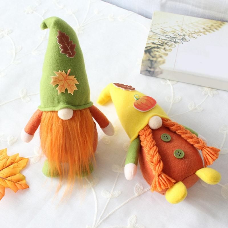 Fall Gnome Pumpkin Sunflower Nisse Tomte Elf Dwarf Plush Ornaments for Christmas Autumn Thanksgiving Decor A