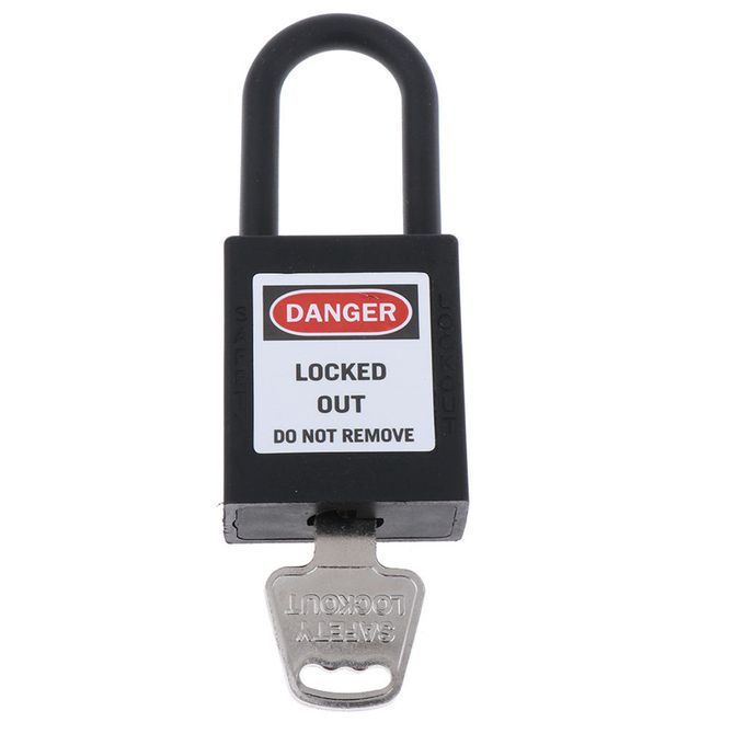 Nylon H:38mm Shackle Safety Lockout Padlock Keyed Alike,6-pin Black_2