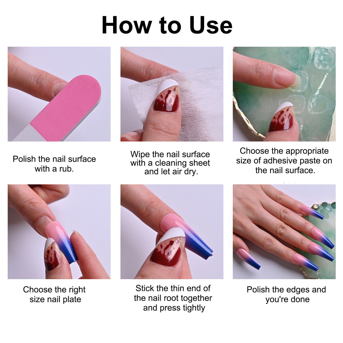 100 Pcs Fake Toenails Tips 10 Sizes False Toenails Full