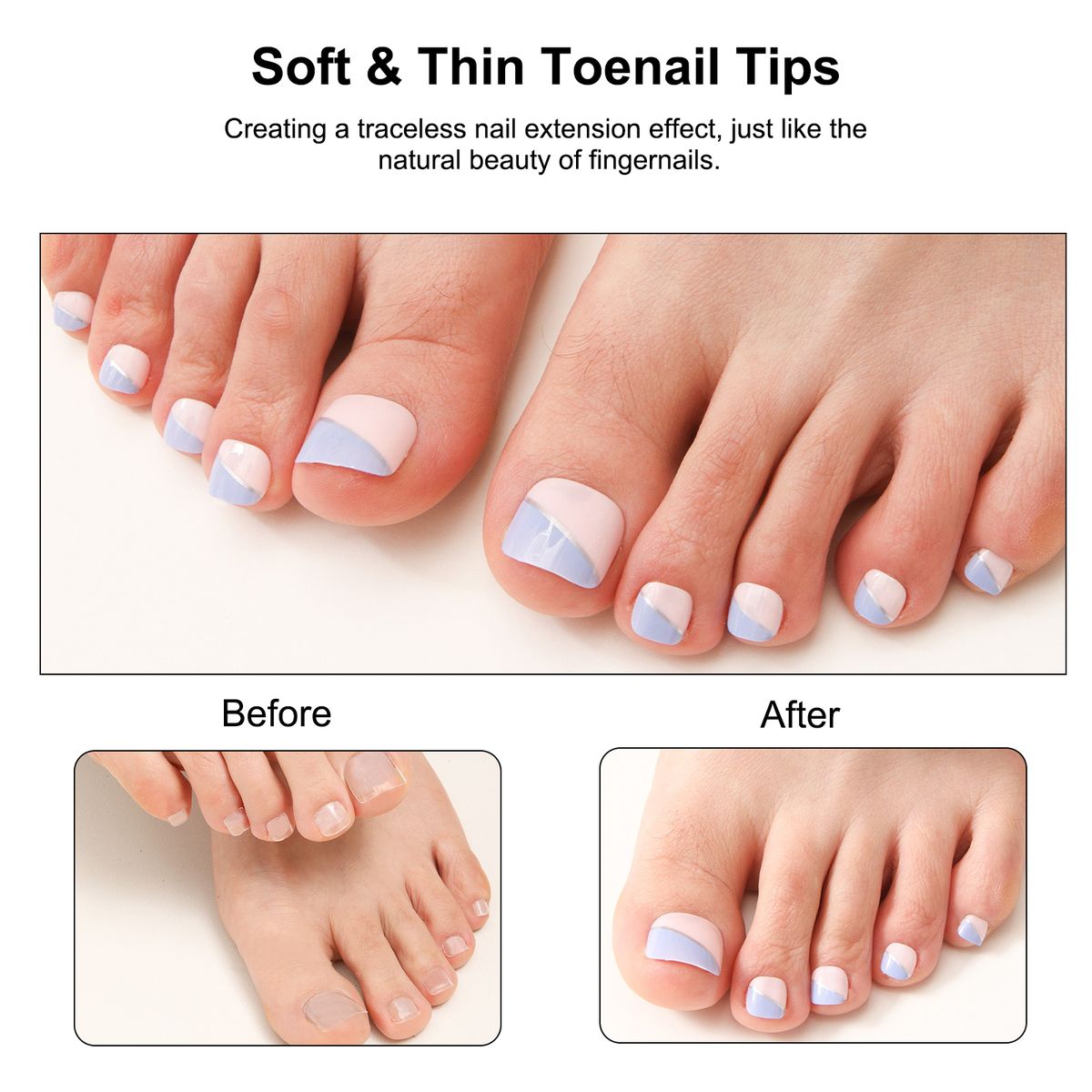 100 Pcs Fake Toenails Tips 10 Sizes False Toenails Full