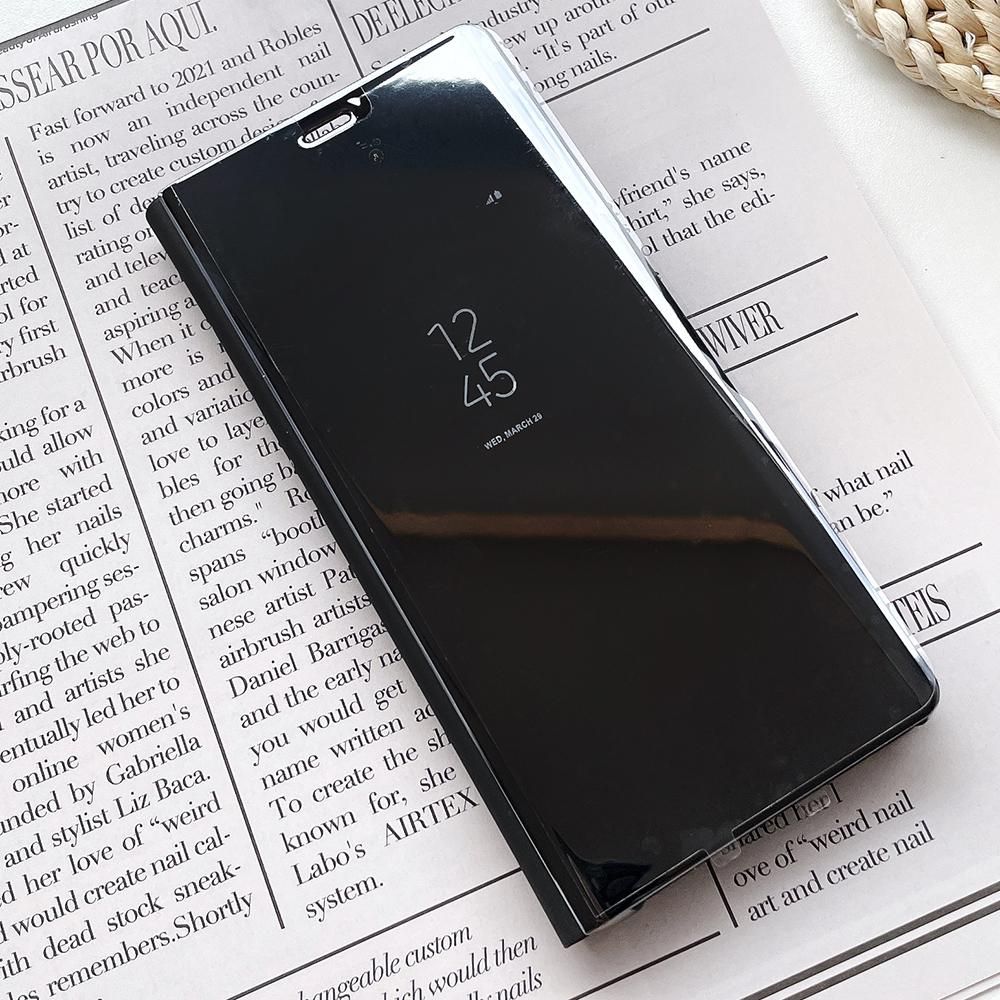 S10 Plus Mirror Clear View Smart Flip Case Original Samsung Galaxy S8 S9 Plus Note 9 8 S8  S9  S10  Black Leather Phone Covers