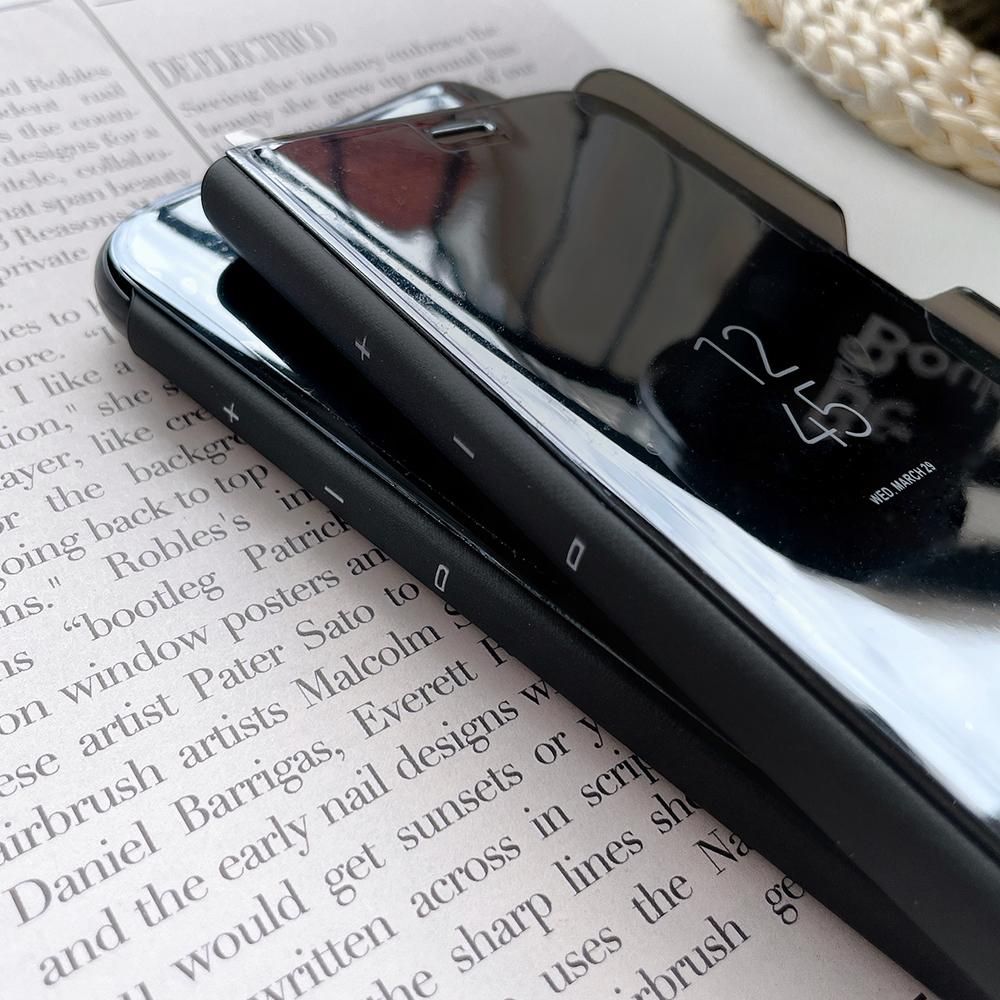 S10 Plus Mirror Clear View Smart Flip Case Original Samsung Galaxy S8 S9 Plus Note 9 8 S8  S9  S10  Black Leather Phone Covers