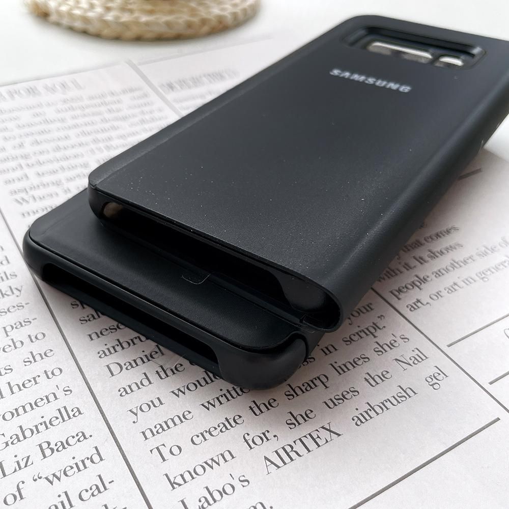 S10 Plus Mirror Clear View Smart Flip Case Original Samsung Galaxy S8 S9 Plus Note 9 8 S8  S9  S10  Black Leather Phone Covers