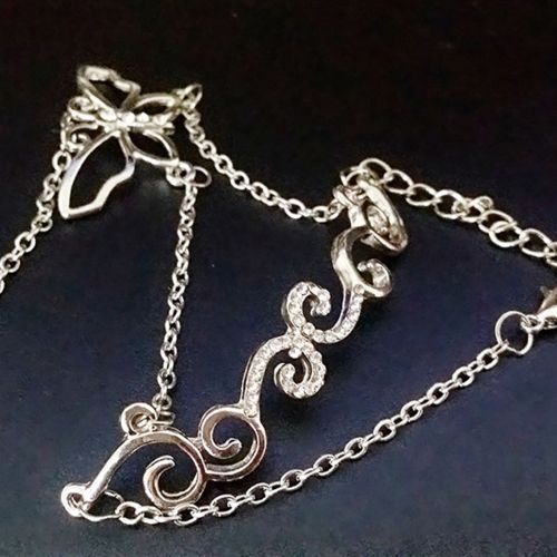 Women's Hand Jewelry Butterfly Flower Vine Diamond-studded Bracelet Ring Chain
