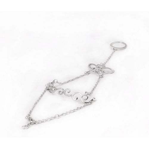 Women's Hand Jewelry Butterfly Flower Vine Diamond-studded Bracelet Ring Chain