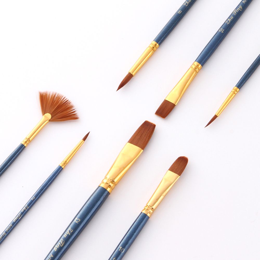 7pcs/set Art Paint Brushes Set Round   Flat   Filbert   Fan