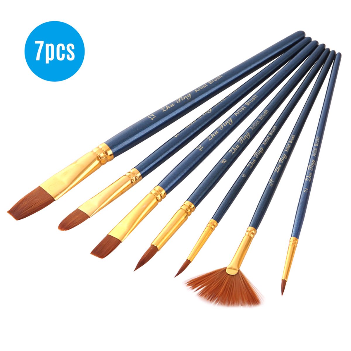 7pcs/set Art Paint Brushes Set Round   Flat   Filbert   Fan