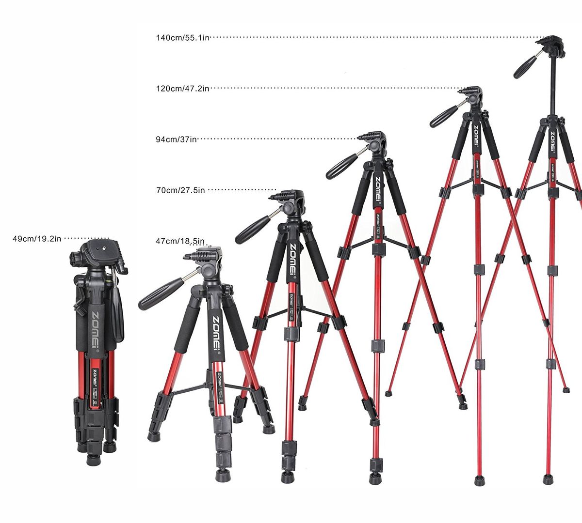 ZOMEI Q111 55" Professional Aluminum Alloy Camera Tripod For DSLR Canon Nikon Sony DV Video And Smar