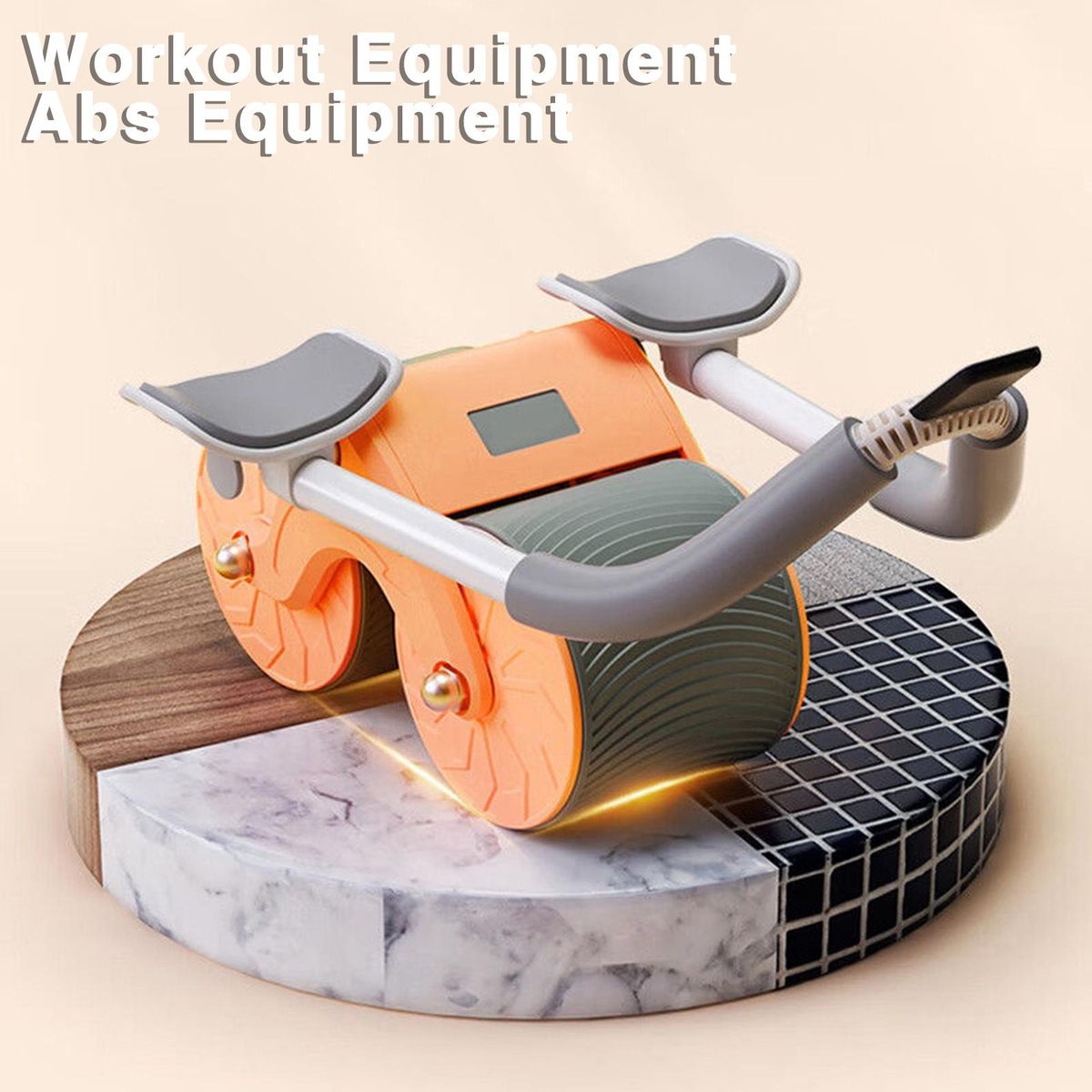 Fitness Roller Rebound Abdominal Wheel with Elbow Support for Fitness Orange