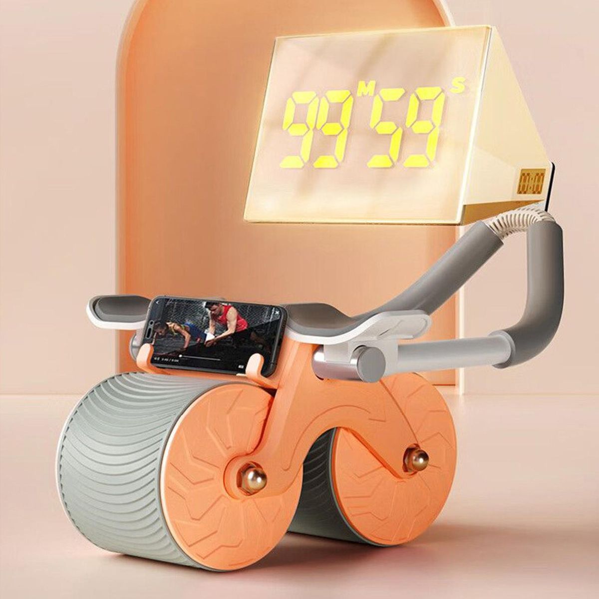 Fitness Roller Rebound Abdominal Wheel with Elbow Support for Fitness Orange