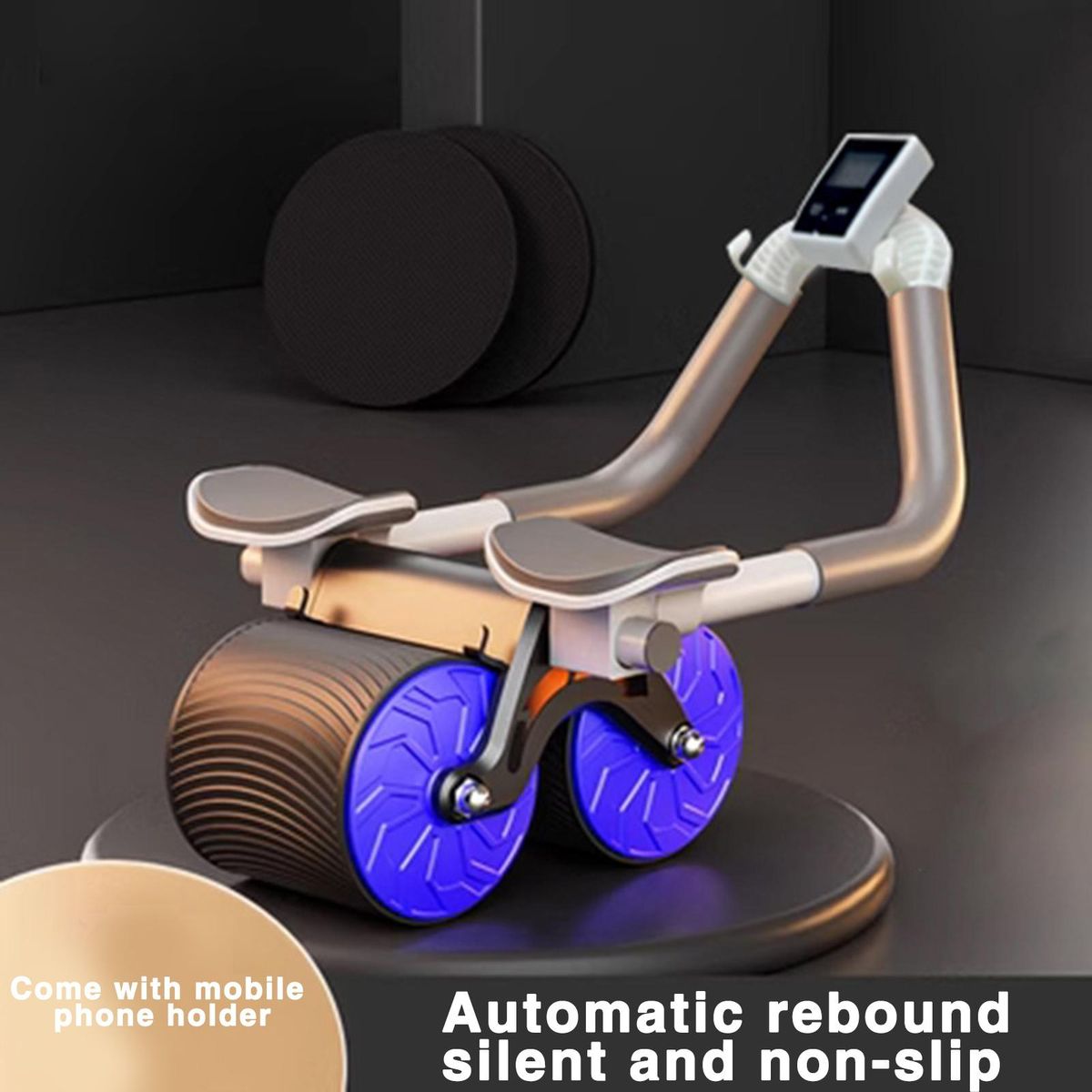 Toning Roller Rebound Abdominal Wheel with Elbow Support for Fitness Blue