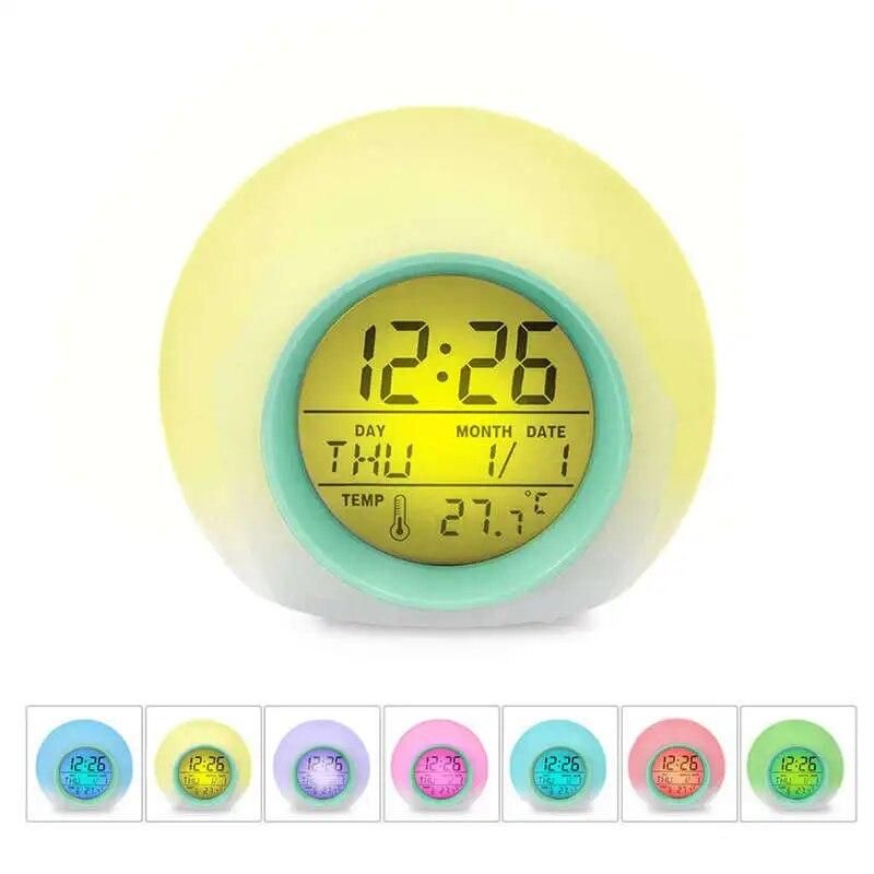 Hot Sale Kids Alarm Clock - Wake Up Light Digital Clock With 7 Colors Changing, Press Control And Snooze Function For Bedrooms