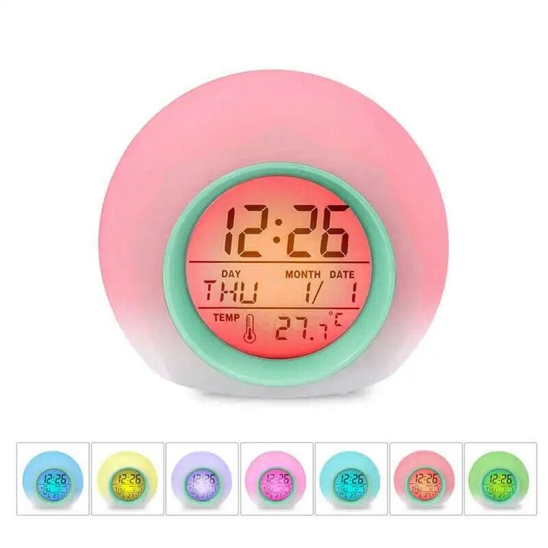 Hot Sale Kids Alarm Clock - Wake Up Light Digital Clock With 7 Colors Changing, Press Control And Snooze Function For Bedrooms