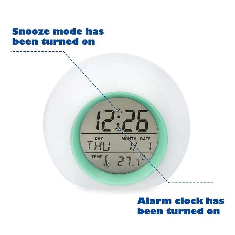 Hot Sale Kids Alarm Clock - Wake Up Light Digital Clock With 7 Colors Changing, Press Control And Snooze Function For Bedrooms