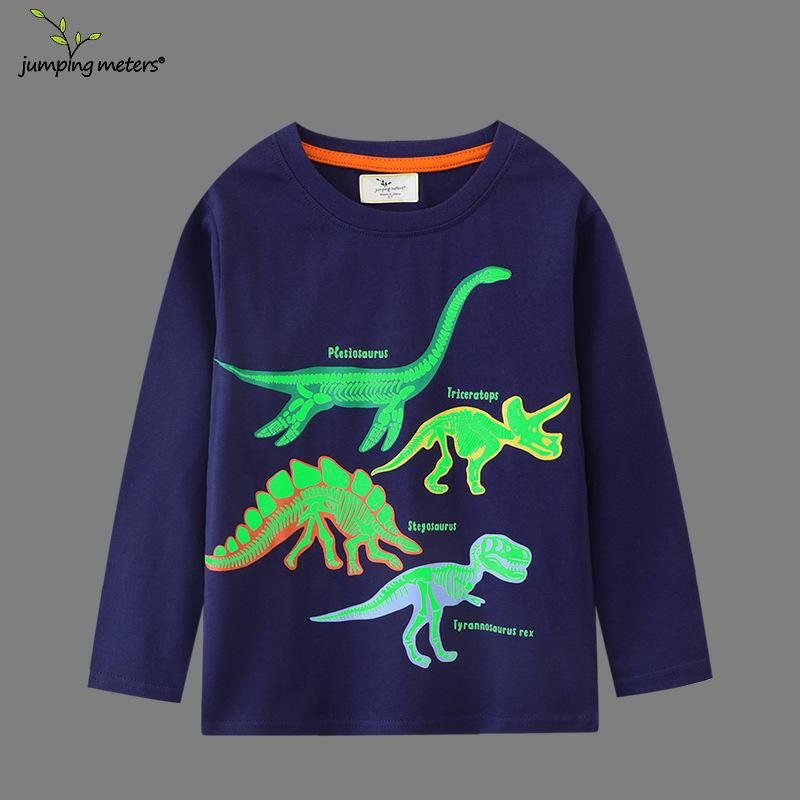 Boys Sweatshirt Glow-In-The-Dark Dinosaur Long Sleeve T-Shirt Navy Blue