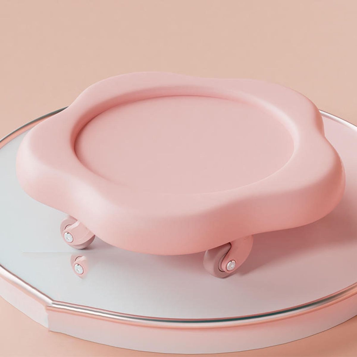 Core Strength Trainer Ultra-quiet 5-wheel Ab Roller Tray for Men Pink