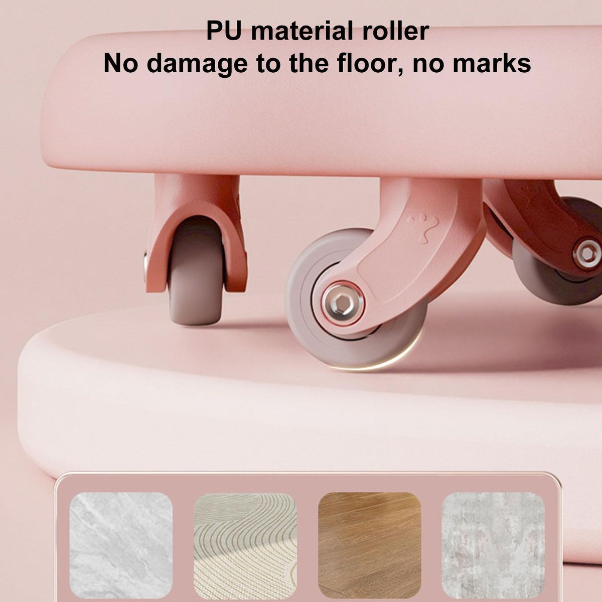 Core Strength Trainer Ultra-quiet 5-wheel Ab Roller Tray for Men Pink