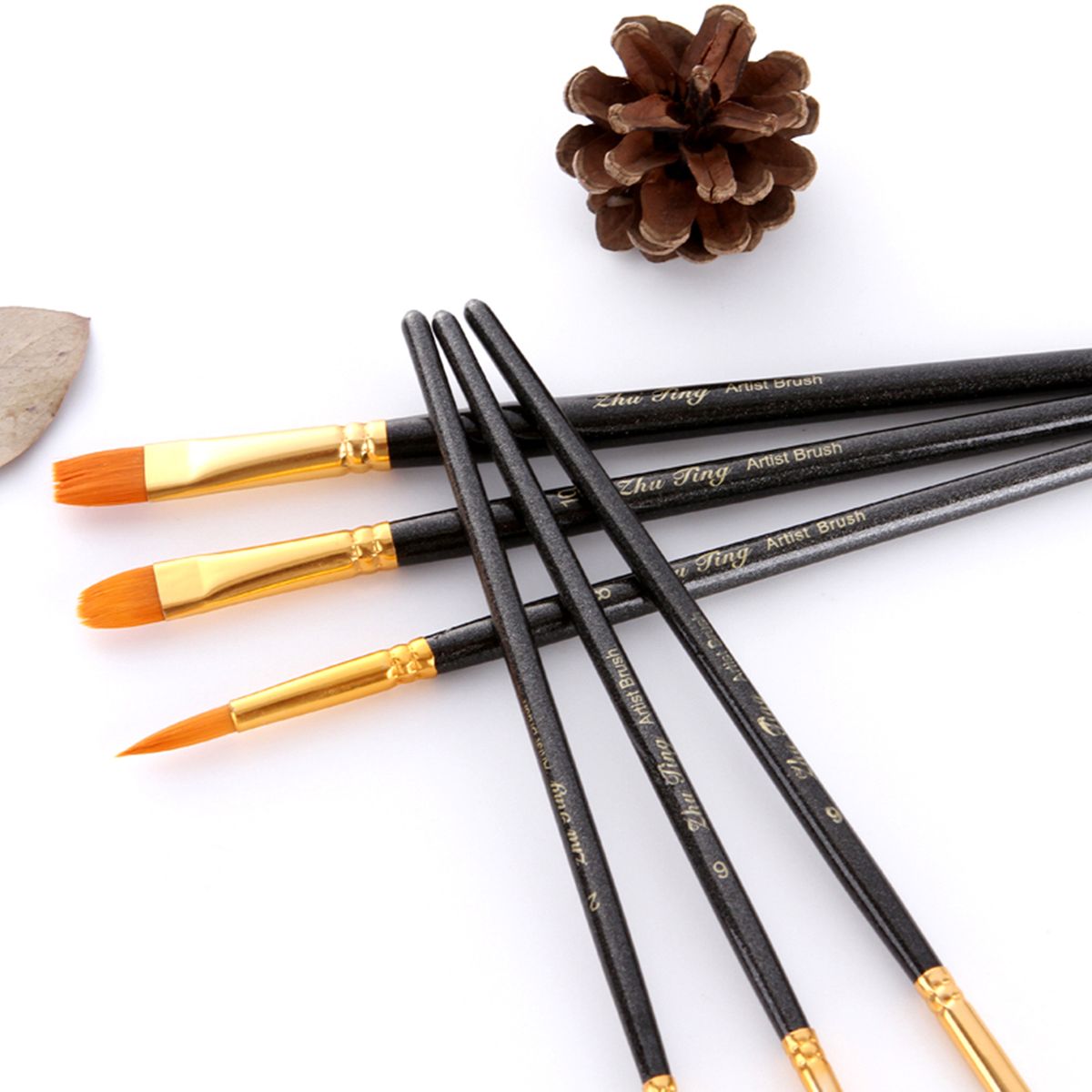 10pcs Artists Paint Brushes Nylon Hair Wooden Handle