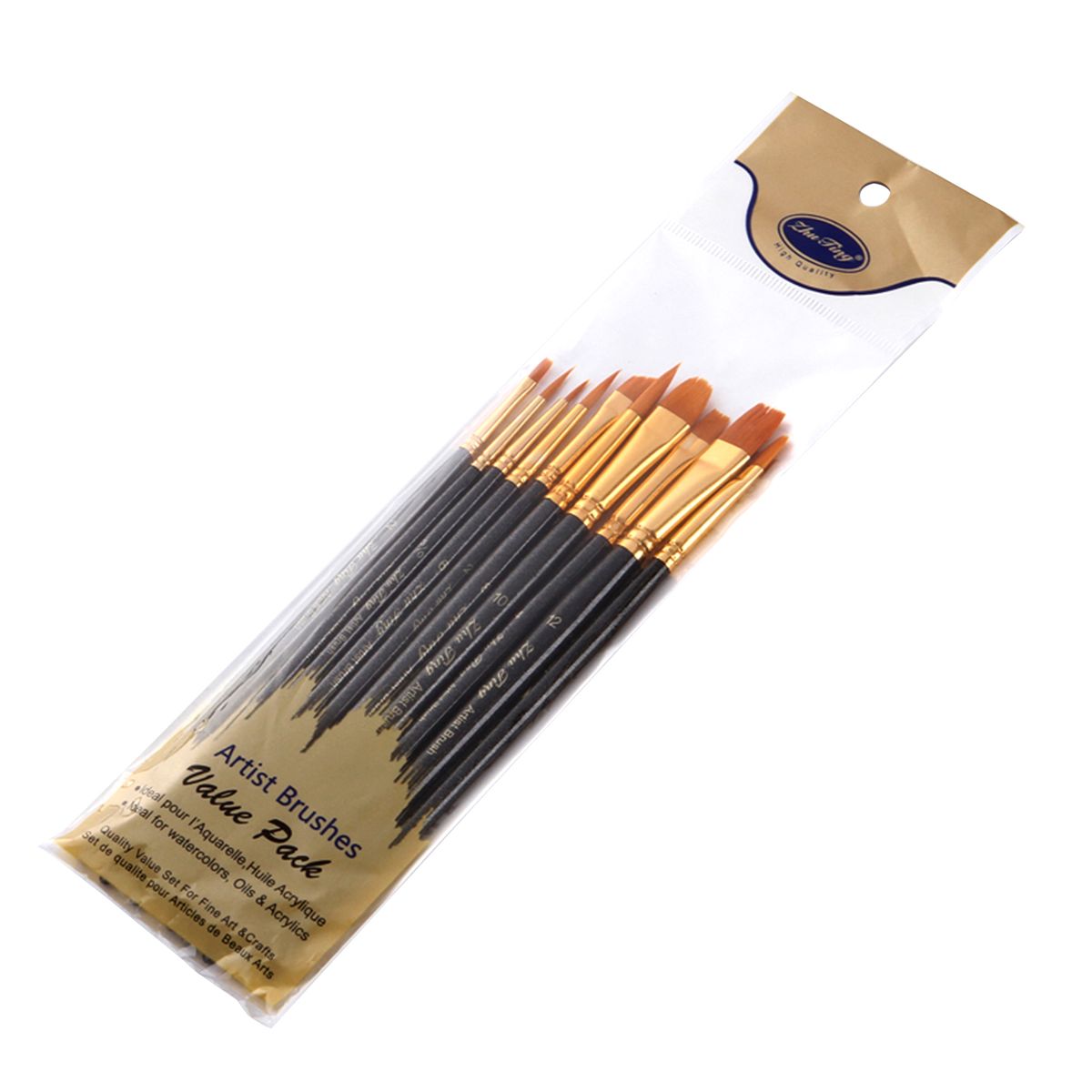 10pcs Artists Paint Brushes Nylon Hair Wooden Handle