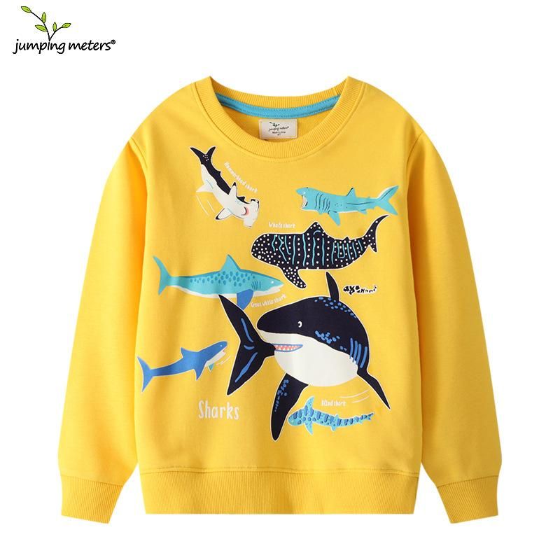 Boys Sweatshirt With Luminous Shark Pattern Top Yellow