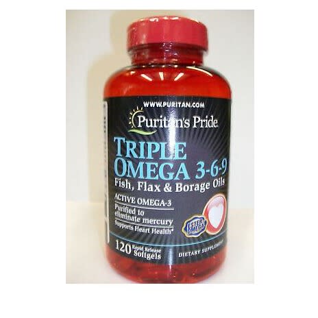 Triple Omega 3-6-9 Fish - Flax & Borage Oils-120 Softgels