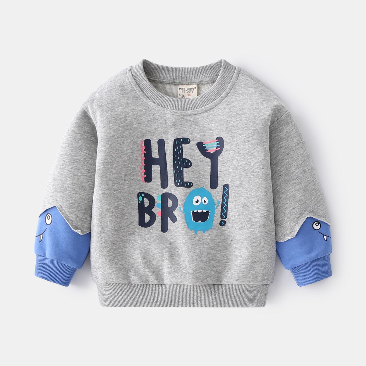 Cotton Kids Long Sleeve Boys Pullover Sweatshirts-Blue