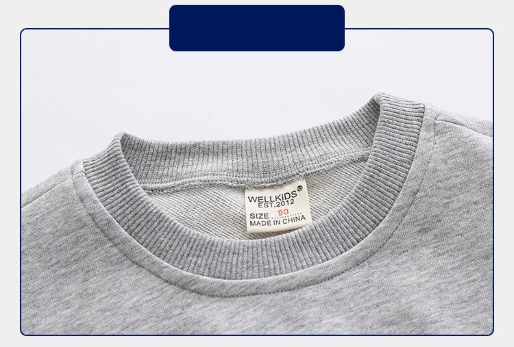Cotton Kids Long Sleeve Boys Pullover Sweatshirts-Blue