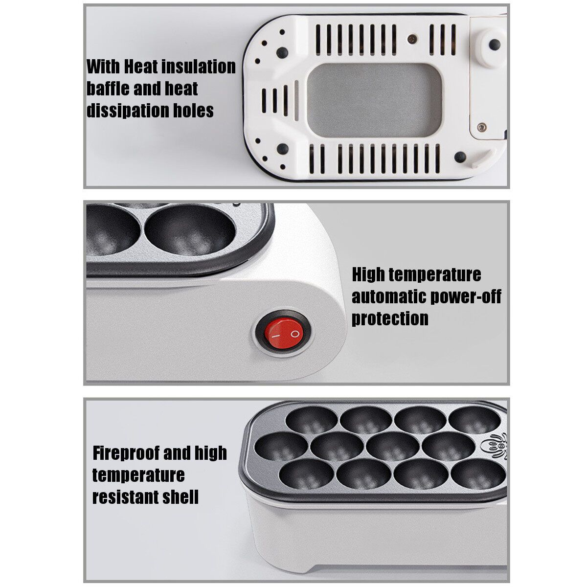 220V 500W 12 Holes Household Electric Takoyaki Grill Pan Home Octopus Meat Ball Maker Plate Machine