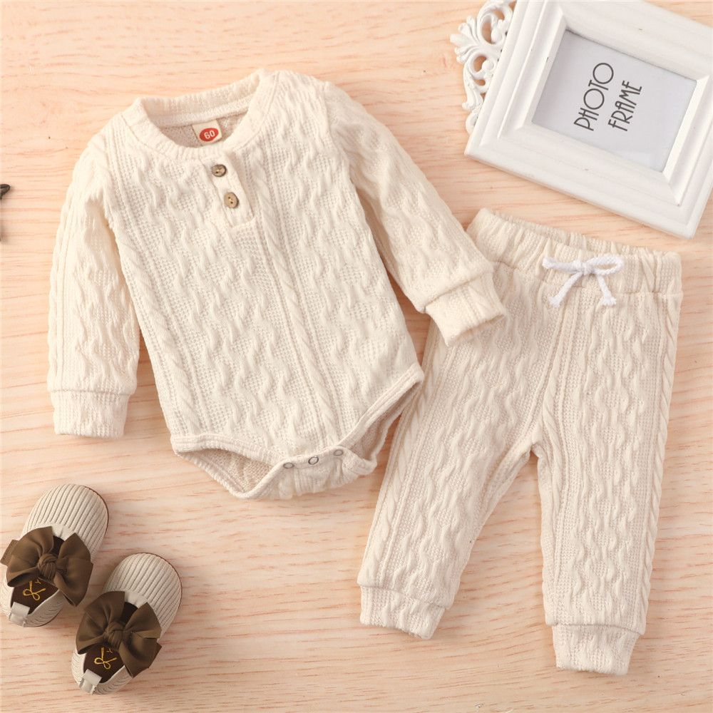 0-24 Months Newborn Baby Knitted Warm Romper Tops Pants