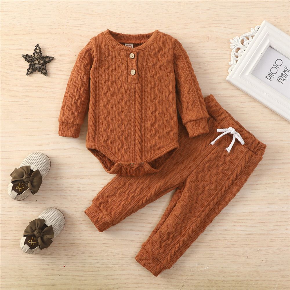0-24 Months Newborn Baby Knitted Warm Romper Tops Pants