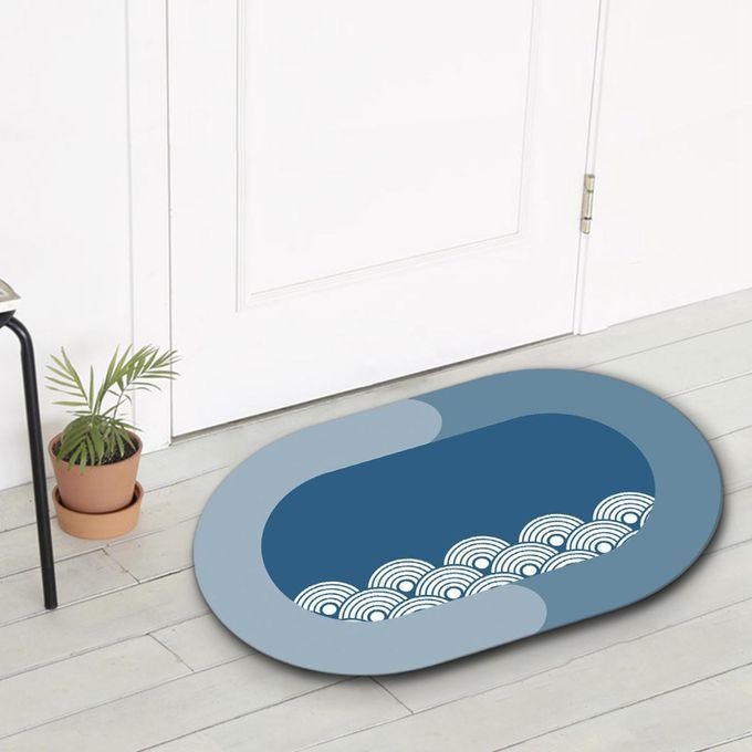 Non-Slip Bath Mat 50x80cm Comfortable Quick Drying Bathroom Rug Blue