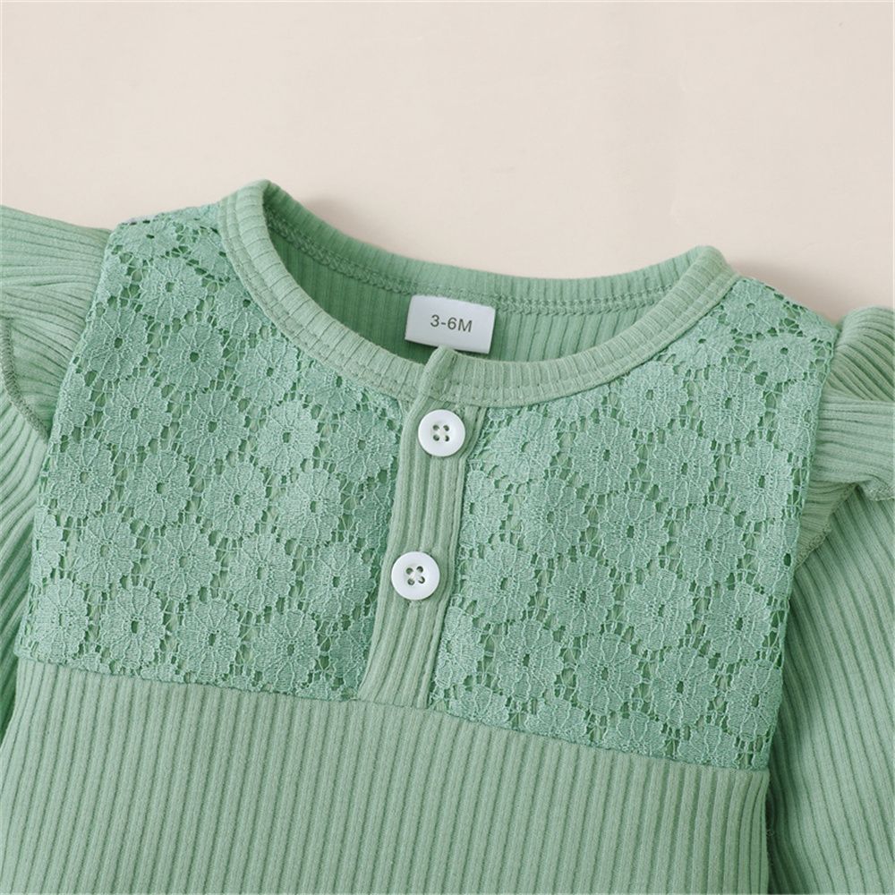 0-18 Months Infant Baby Girl 3PCS Set/Ribbed Long Sleeve Bodysuit+Pants+Headwear