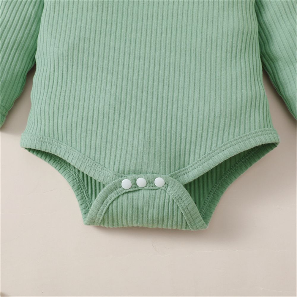 0-18 Months Infant Baby Girl 3PCS Set/Ribbed Long Sleeve Bodysuit+Pants+Headwear