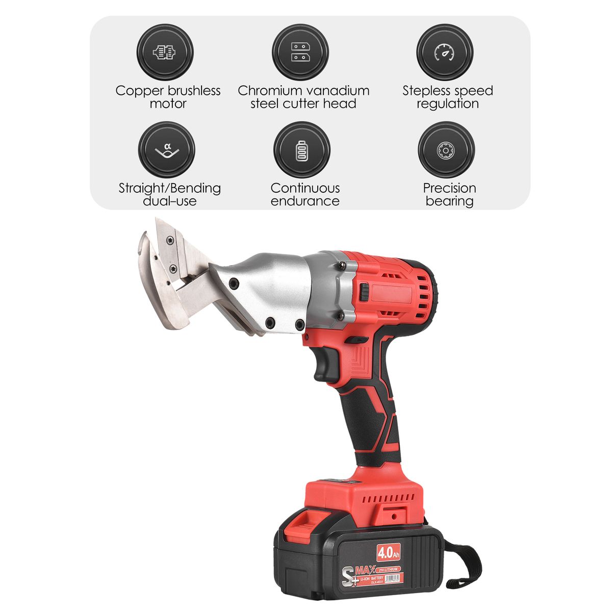 21V Brushless Mini Cordless Tin Snips Scissor 4.0Ah