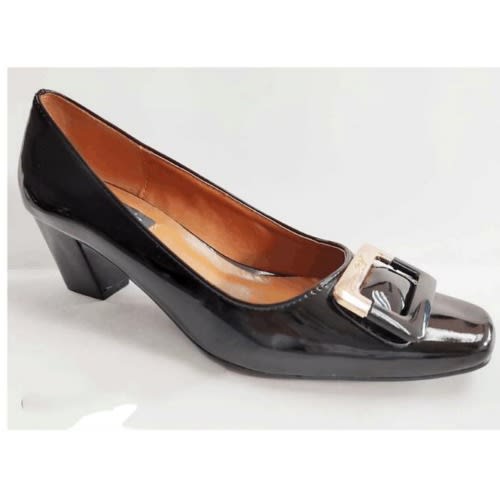 Patent Leather Mid Heel Office Shoe