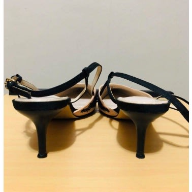 Nude Sequinned Sling Back Heels