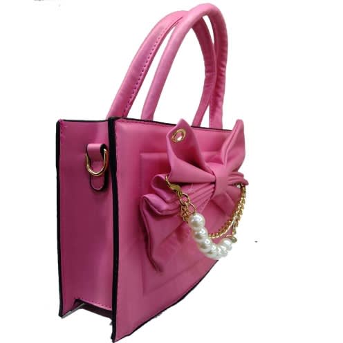 Woman Handbag With Bead Details - Pink