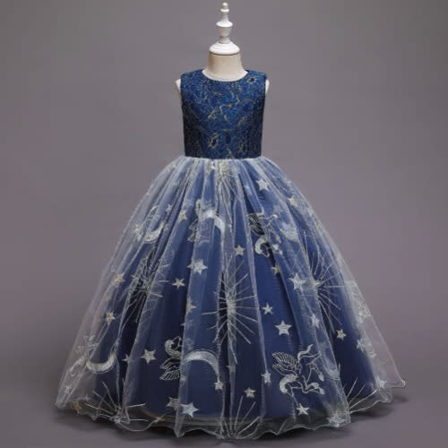 Big Girls Moon Design Gowns - Navy Blue
