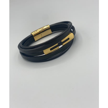Multiple Layers Men’s Leather Bracelet - Black