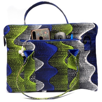 Blue Ankara Laptop Bag
